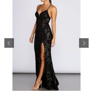 Gown sequin slit dress